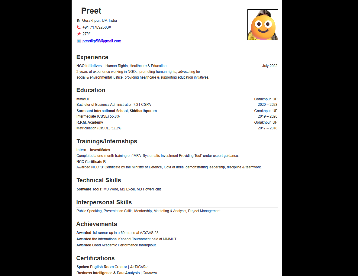 Resume Front