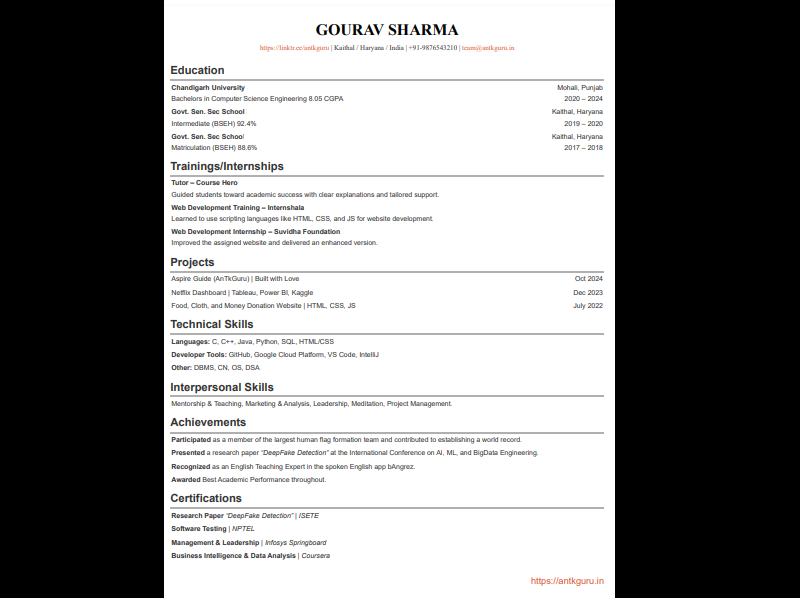 Resume Back